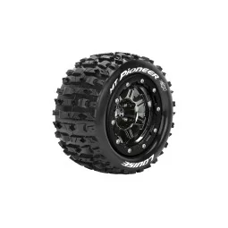 MT-Pioneer Tires + Black Chrome Rims Traxxas Maxx (x2) Louise RC Louise RC L-T3329SBC - 1