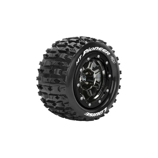 L-T3329SBC-Pneus MT-Pioneer + Jantes Chrome Noir Traxxas Maxx (x2) Louise RC - L-T3329SBC