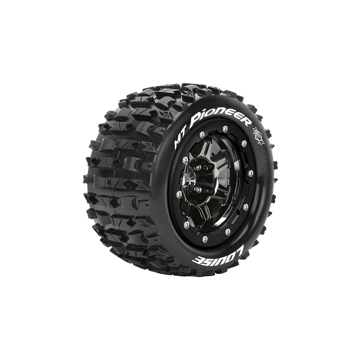 MT-Pioneer Tires + Black Chrome Rims Traxxas Maxx (x2) Louise RC Louise RC L-T3329SBC - 1 MT-Pioneer Tires + Black Chrome Rims Traxxas Maxx (x2) Louise RC Louise RC L-T3329SBC - 1