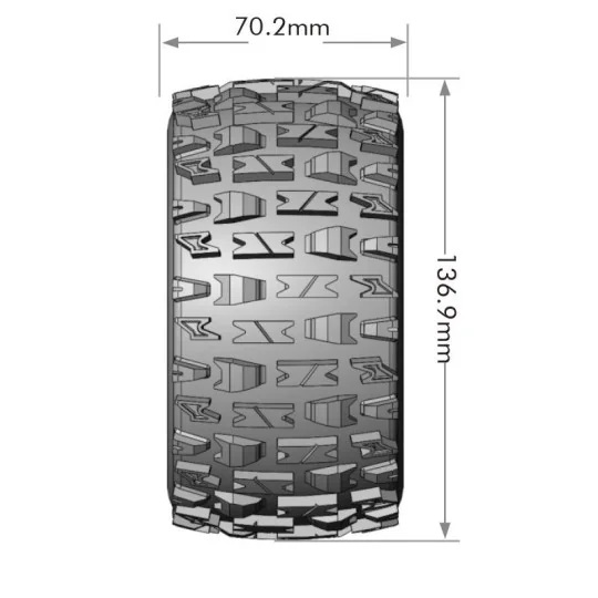L-T3329SBC-MT-Pioneer Tires + Black Chrome Rims Traxxas Maxx (x2) Louise RC
