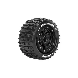 MT-Pioneer Tires + Traxxas Maxx Black Rims (x2) Louise RC Louise RC L-T3329SB - 1