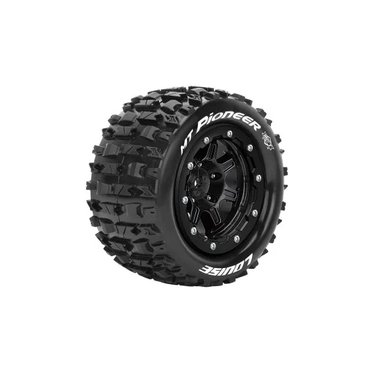 L-T3329SB-Pneus MT-Pioneer + Jantes Noir Traxxas Maxx (x2) Louise RC - L-T3329SB