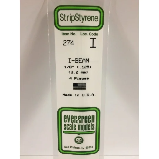 S1370274-Profilé I 3.2x350mm Ref : 274 - Evergreen - S1370274