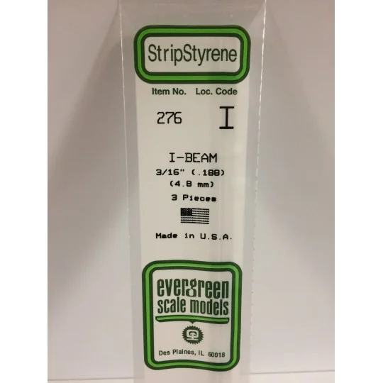 S1370276-Profilé I 4.8x350mm Ref : 276 - Evergreen - S1370276
