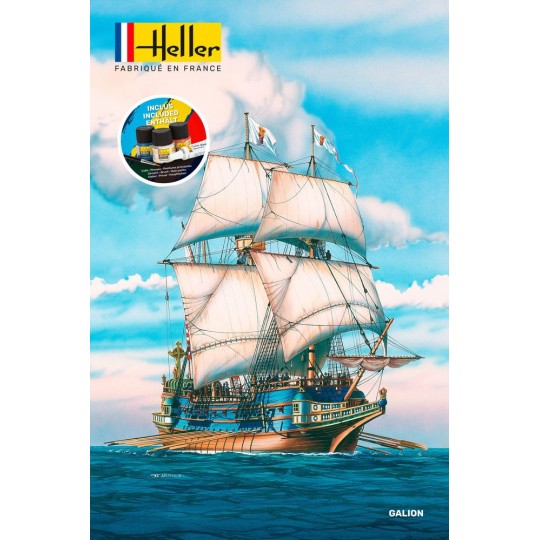 HEL-56835-Bateau Galion 1/200 Heller + colle et peintures