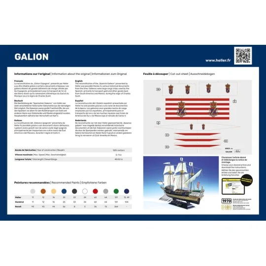HEL-56835-Boat Galion 1/200 Heller + glue and paints - HEL-56835
