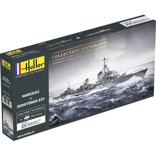 HEL-85009-Boat box Marceau + Zerstörer Z31 1/400 Heller - HEL-85009