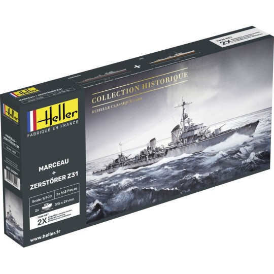 HEL-85009-Coffret bateaux Marceau + Zerstörer Z31 1/400 Heller