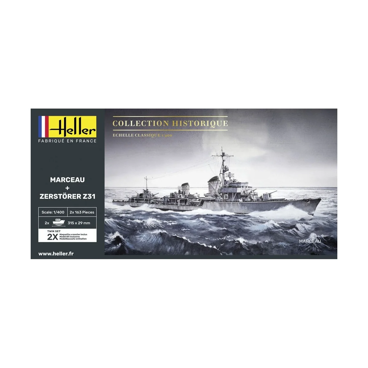 Boat box Marceau + Zerstörer Z31 1/400 Heller Heller HEL-85009 - 2