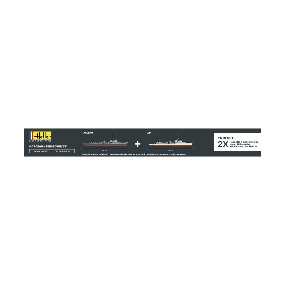 Coffret bateaux Marceau + Zerstörer Z31 1/400 Heller Heller HEL-85009 - 4