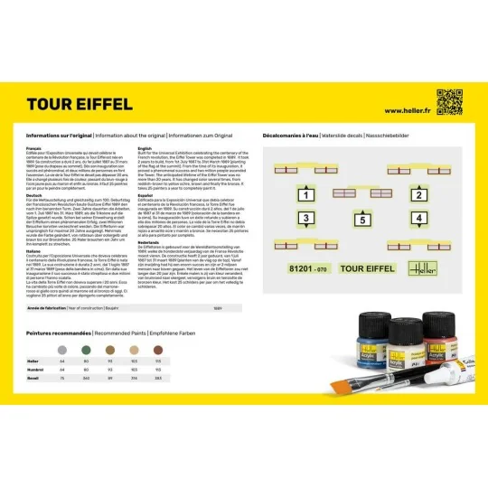 HEL-57201-Eiffel Tower 1/650 Heller + glue and paints - HEL-57201