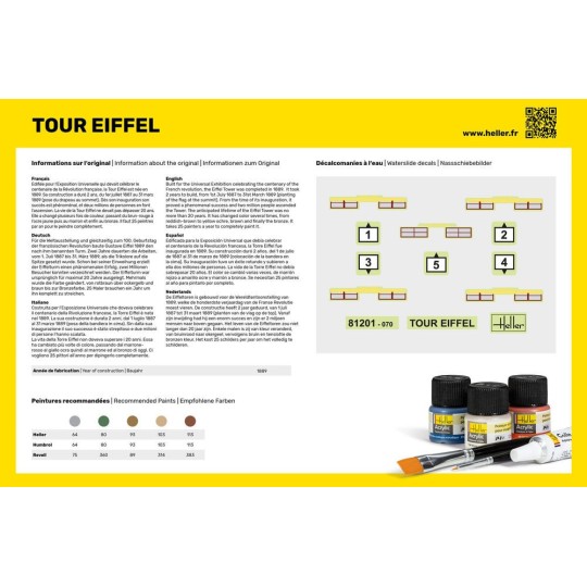 HEL-57201-Tour Eiffel 1/650 Heller + colle et peintures - HEL-57201