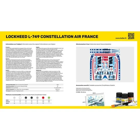 Lockheed L-749 Constellation Air France 1/72 Heller Heller 80310 - 3 HEL-80310-Lockheed L-749 Constellation Air France 1/72 Heller - HEL-80310