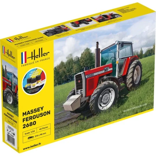 HEL-57402-Tracteur Massey-Ferguson 2680 1/24 Heller + colle et peintures - HEL-57402