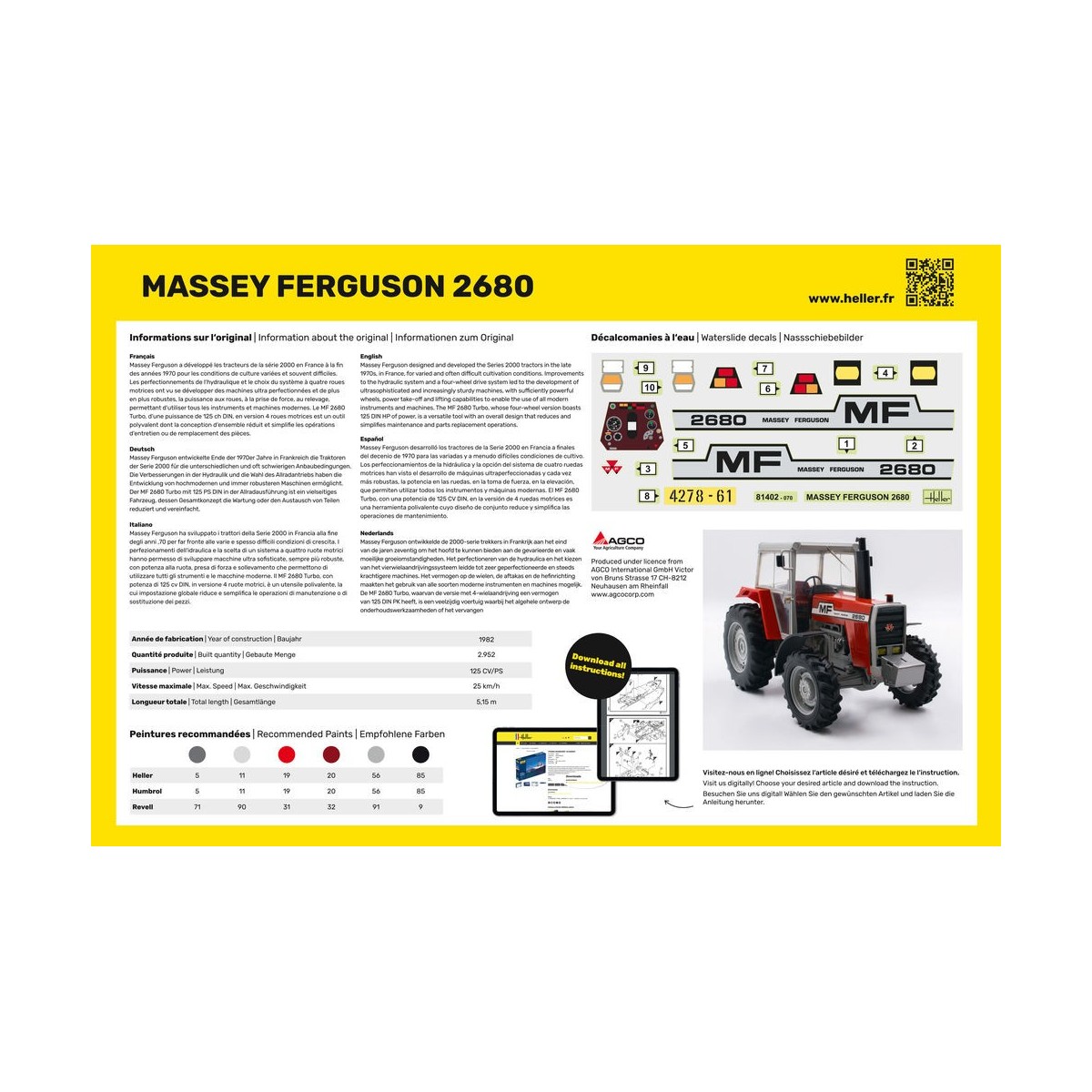 Tractor Massey-Ferguson 2680 1/24 Heller + glue and paints Heller HEL-57402 - 3