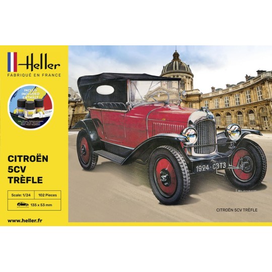 HEL-56702-Citroën 5CV Clover 1/24 Heller + glue and paints - HEL-56702