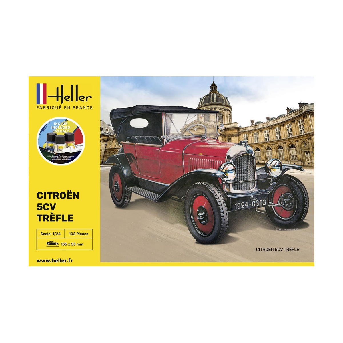 Citroën 5CV Trèfle 1/24 Heller + colle et peintures Heller 56702 - 2