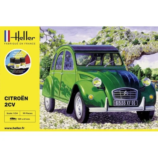 Citroen 2CV 1/24 Heller + glue and paints Heller HEL-56765 - 2 HEL-56765-Citroen 2CV 1/24 Heller + glue and paints - HEL-56765