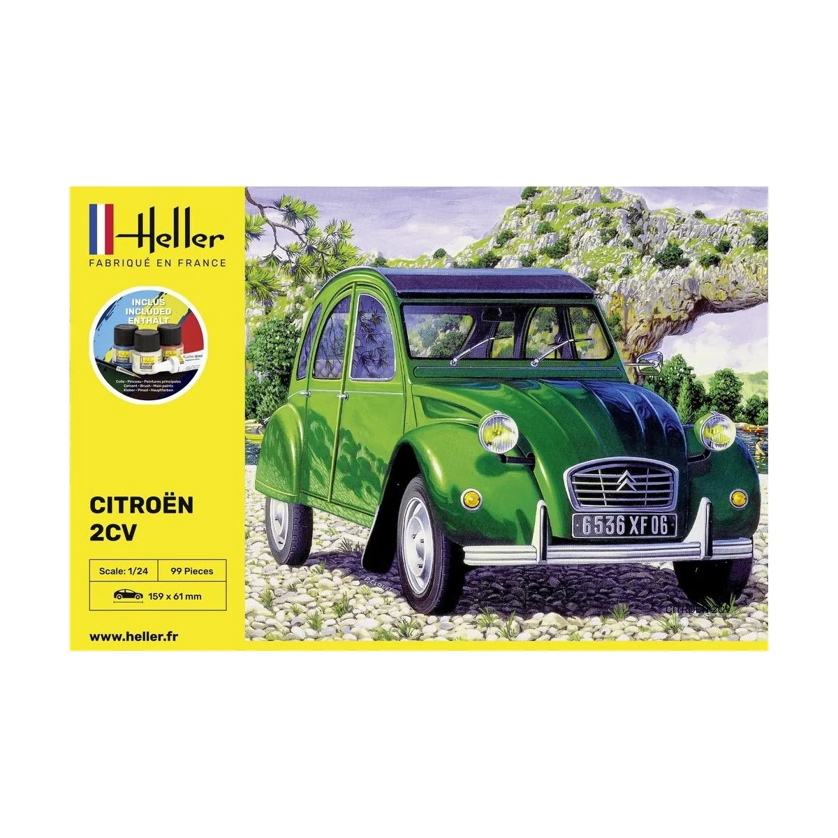 Citroen 2CV 1/24 Heller + colle et peintures Heller HEL-56765 - 2