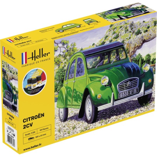 HEL-56765-Citroen 2CV 1/24 Heller + colle et peintures