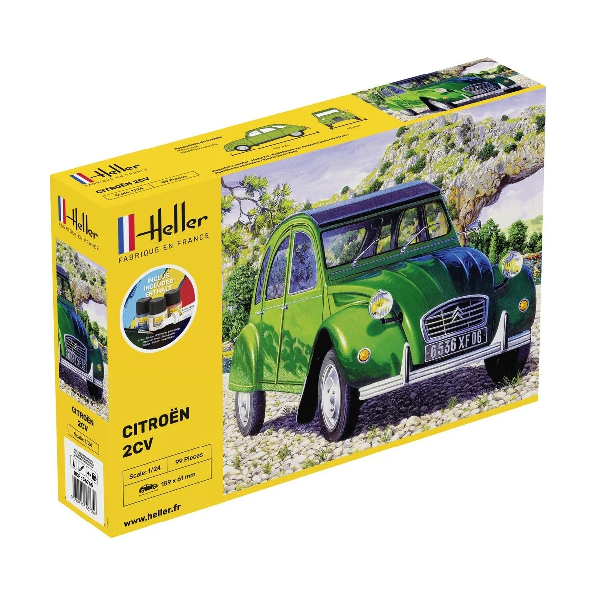 Citroen 2CV 1/24 Heller + glue and paints Heller HEL-56765 - 1 Citroen 2CV 1/24 Heller + glue and paints Heller HEL-56765 - 1