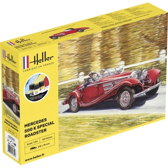 Mercedes 500 K Special Roadster 1/24 Heller + colle et peintures Heller HEL-56710 - 1 HEL-56710-Mercedes 500 K Special Roadster 1/24 Heller + colle et peintures - HEL-56710