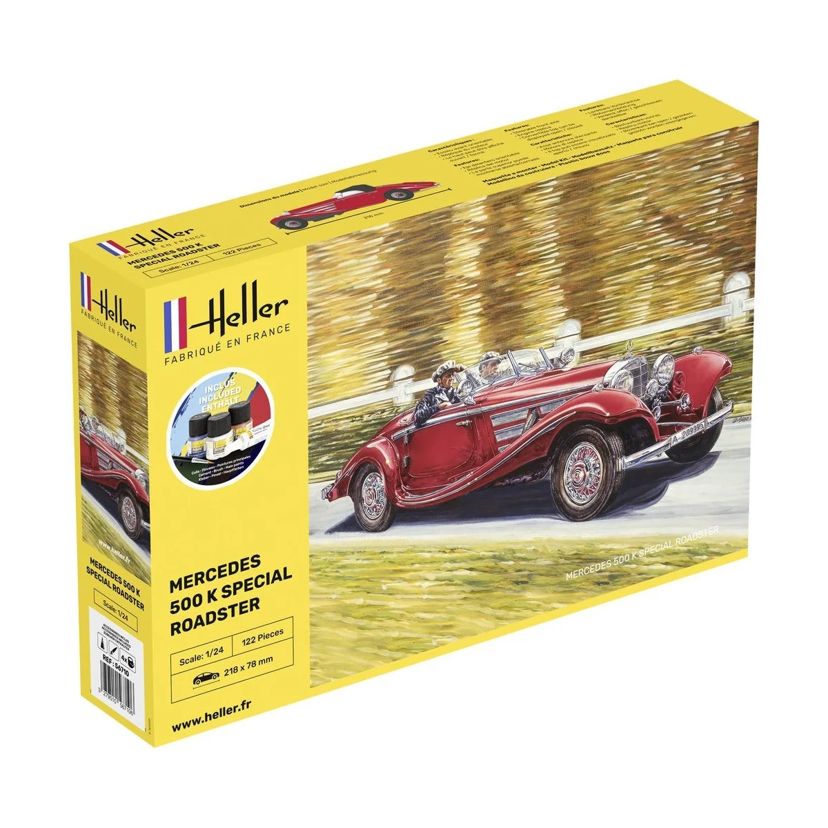 Mercedes 500 K Special Roadster 1/24 Heller + colle et peintures Heller HEL-56710 - 1 Mercedes 500 K Special Roadster 1/24 Heller + colle et peintures Heller HEL-56710 - 1