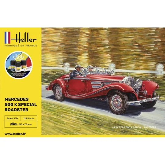 Mercedes 500 K Special Roadster 1/24 Heller + glue and paints Heller HEL-56710 - 2 HEL-56710-Mercedes 500 K Special Roadster 1/24 Heller + glue and paints - HEL-56710