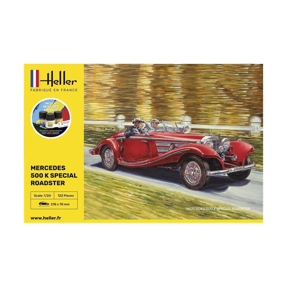 Mercedes 500 K Special Roadster 1/24 Heller + colle et peintures Heller HEL-56710 - 2 Mercedes 500 K Special Roadster 1/24 Heller + colle et peintures Heller HEL-56710 - 2