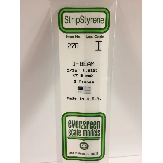 S1370278-Profilé I 7.9x350mm Ref : 278 - Evergreen - S1370278