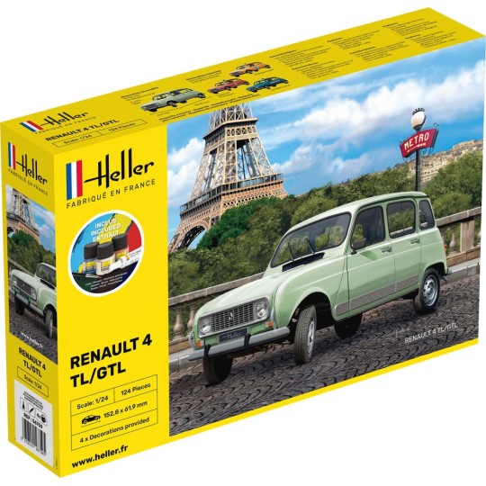 HEL-56759-Renault 4L 1/24 Heller + colle et peintures