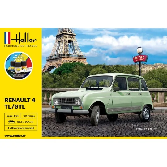 Renault 4L 1/24 Heller + colle et peintures Heller HEL-56759 - 2 HEL-56759-Renault 4L 1/24 Heller + colle et peintures - HEL-56759