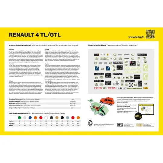 Renault 4L 1/24 Heller + colle et peintures Heller HEL-56759 - 3 HEL-56759-Renault 4L 1/24 Heller + colle et peintures - HEL-56759