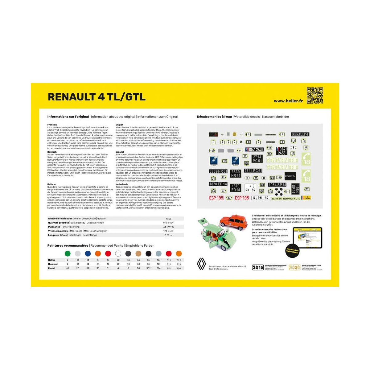 Renault 4L 1/24 Heller + glue and paints Heller HEL-56759 - 3