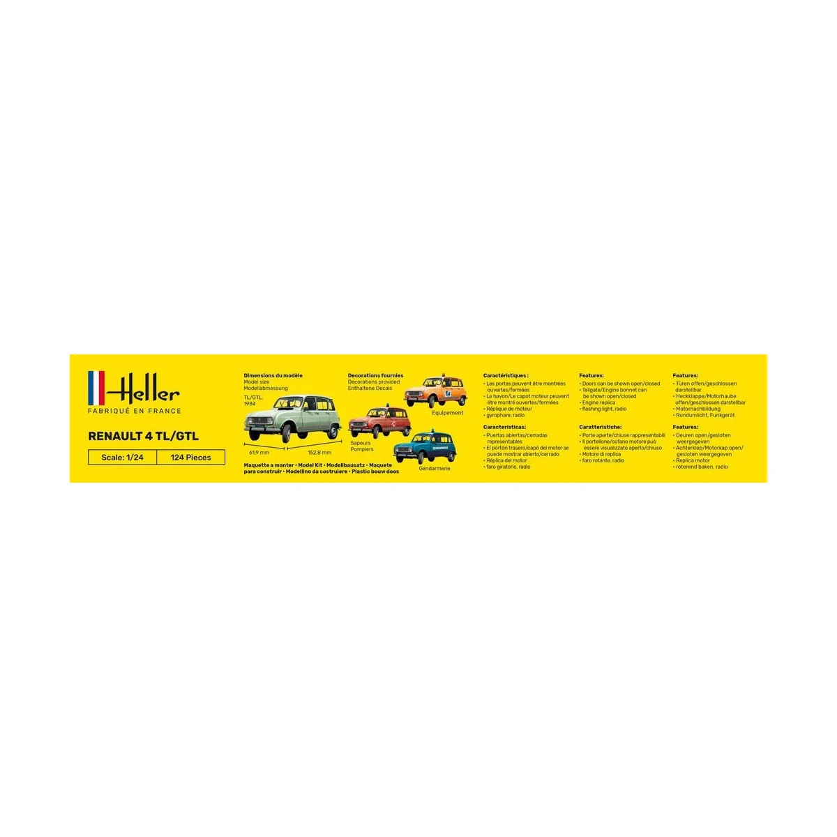 Renault 4L 1/24 Heller + colle et peintures Heller HEL-56759 - 4 Renault 4L 1/24 Heller + colle et peintures Heller HEL-56759 - 4