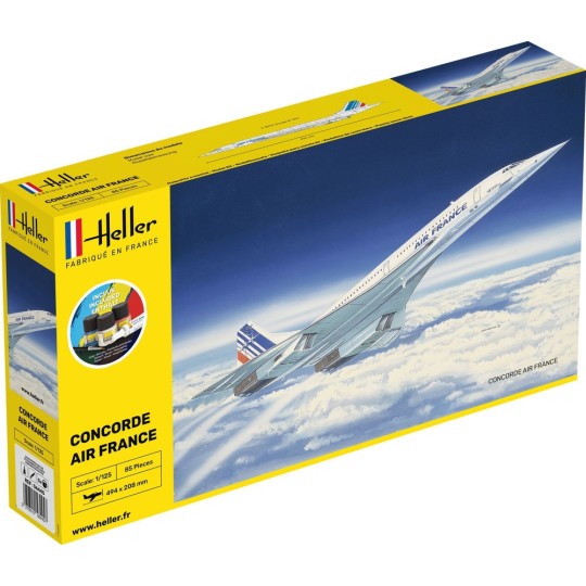 HEL-56445-Concorde Air France 1/125 Heller + glue and paints - HEL-56445