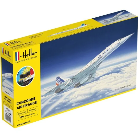 HEL-56445-Concorde Air France 1/125 Heller + colle et peintures - HEL-56445
