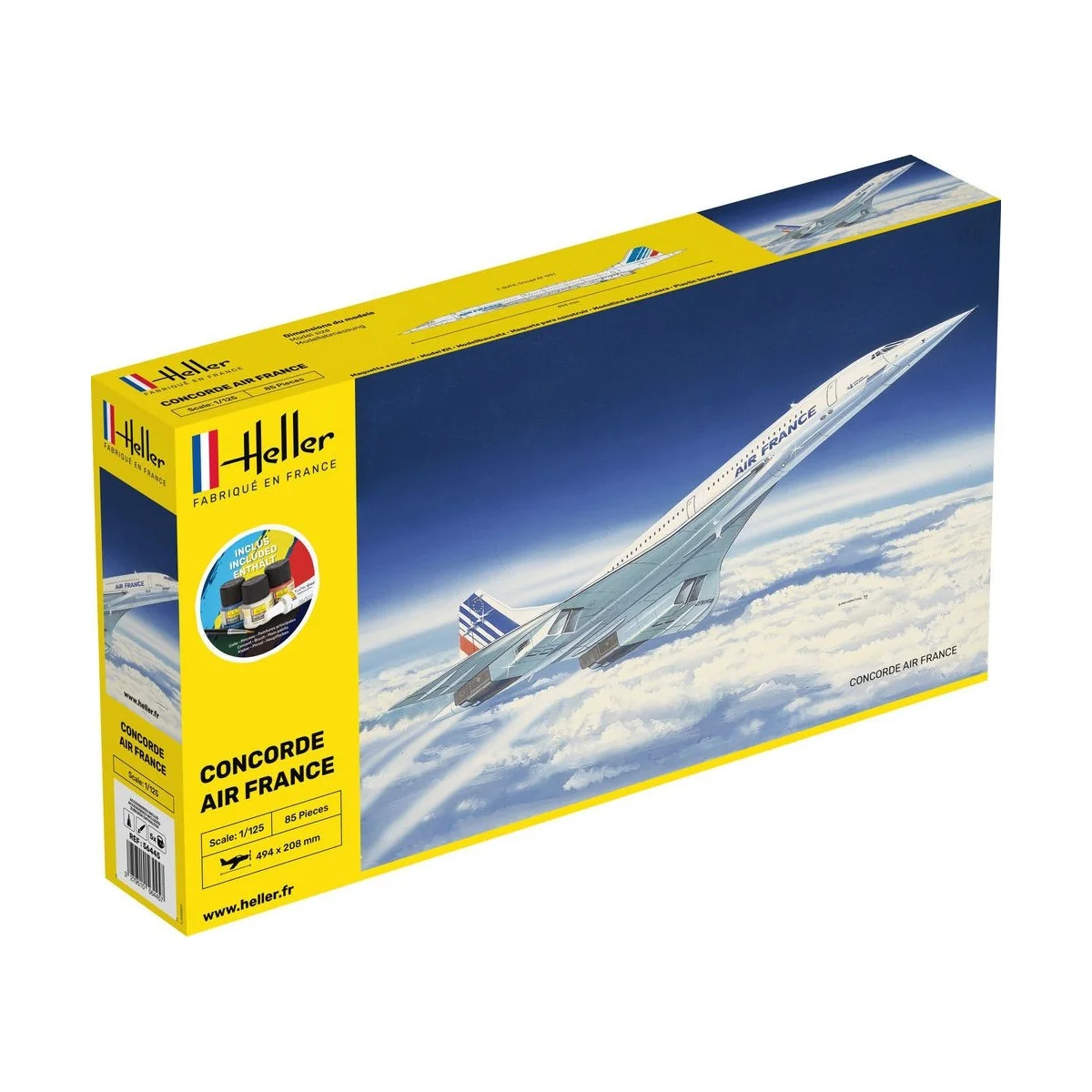 Concorde Air France 1/125 Heller + glue and paints Heller HEL-56445 - 1 Concorde Air France 1/125 Heller + glue and paints Heller HEL-56445 - 1