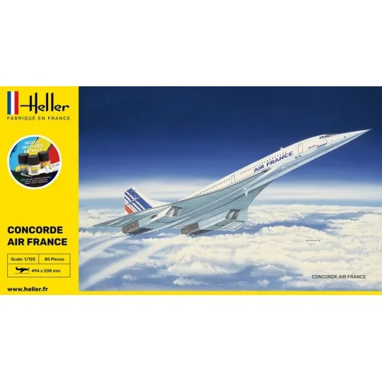 Concorde Air France 1/125 Heller + glue and paints Heller HEL-56445 - 2 HEL-56445-Concorde Air France 1/125 Heller + glue and paints - HEL-56445