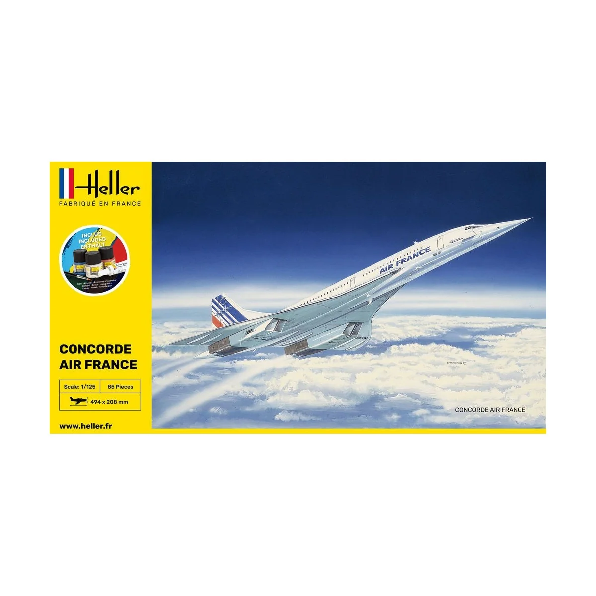 Concorde Air France 1/125 Heller + glue and paints Heller HEL-56445 - 2 Concorde Air France 1/125 Heller + glue and paints Heller HEL-56445 - 2