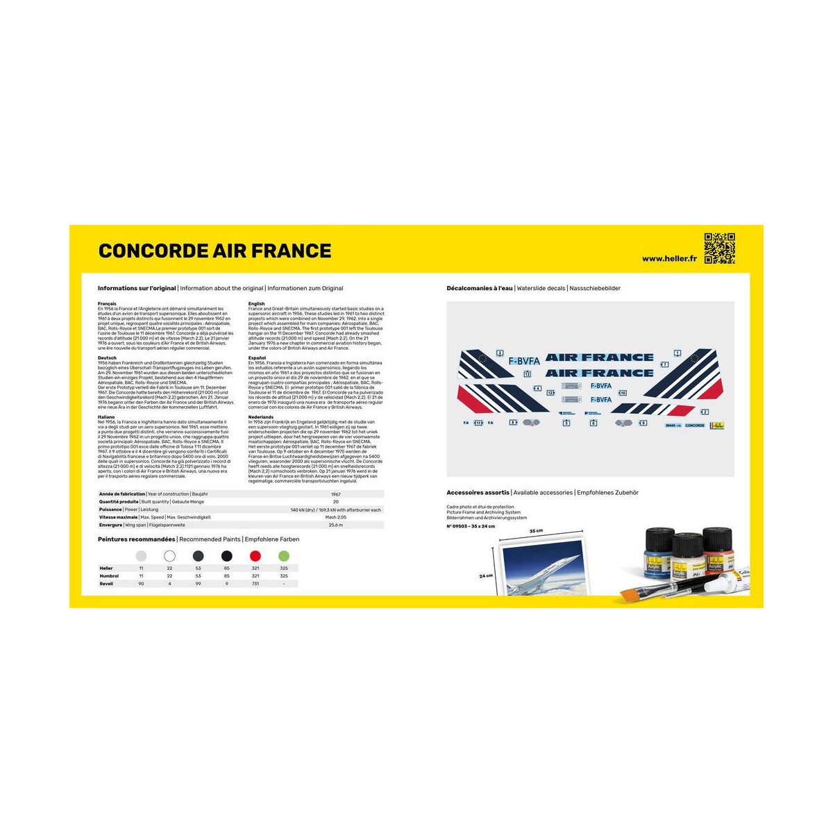 Concorde Air France 1/125 Heller + colle et peintures Heller HEL-56445 - 3