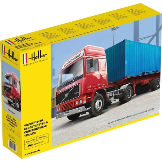 Volvo F12-20 Globetrotter & Semi-trailer container 1/32 Heller Heller HEL-81702 - 1 HEL-81702-Volvo F12-20 Globetrotter & Semi-trailer container 1/32 Heller - HEL-81702