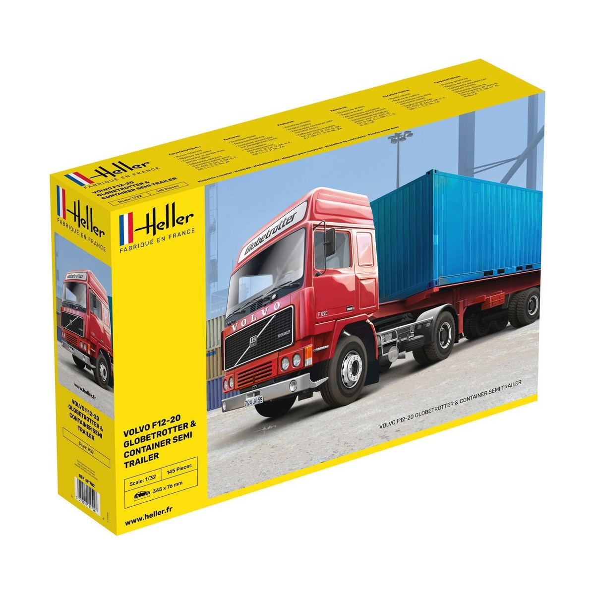 Volvo F12-20 Globetrotter & Semi-trailer container 1/32 Heller Heller HEL-81702 - 1