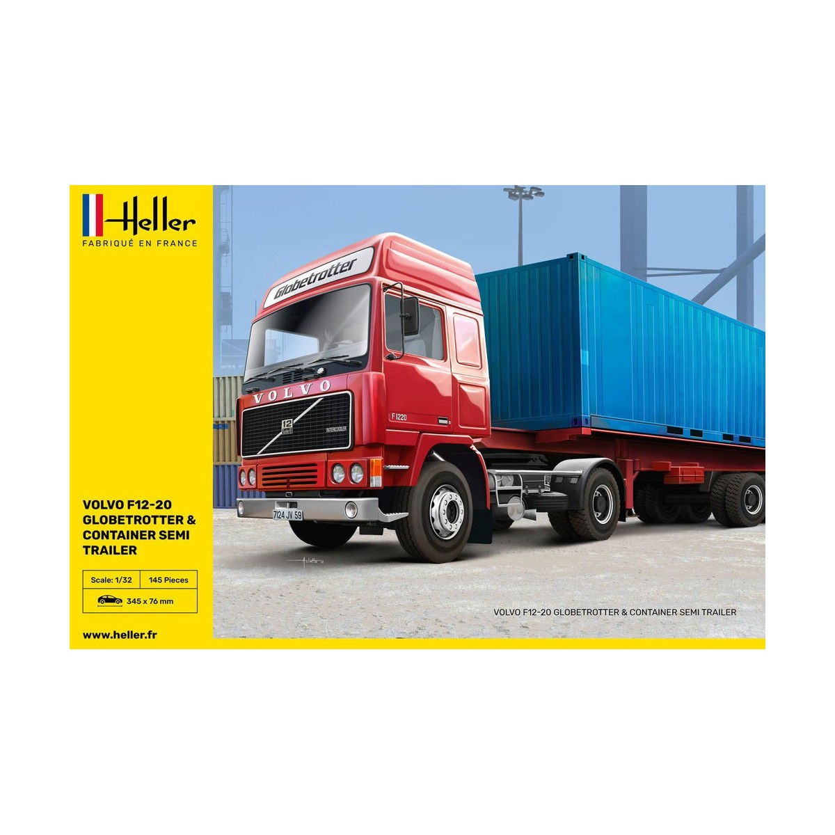 Volvo F12-20 Globetrotter & Semi-trailer container 1/32 Heller Heller HEL-81702 - 2