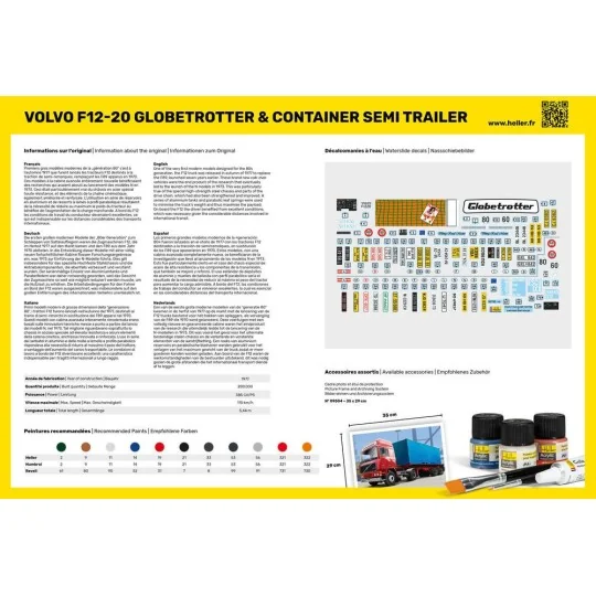 Volvo F12-20 Globetrotter & Conteneur semi-remorque 1/32 Heller Heller HEL-81702 - 3 HEL-81702-Volvo F12-20 Globetrotter & Conteneur semi-remorque 1/32 Heller - HEL-81702