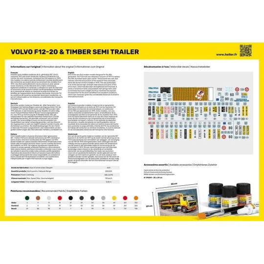 Volvo F12-20 Globetrotter & semi-trailer logs 1/32 Heller Heller HEL-81704 - 3 HEL-81704-Volvo F12-20 Globetrotter & semi-trailer logs 1/32 Heller - HEL-81704
