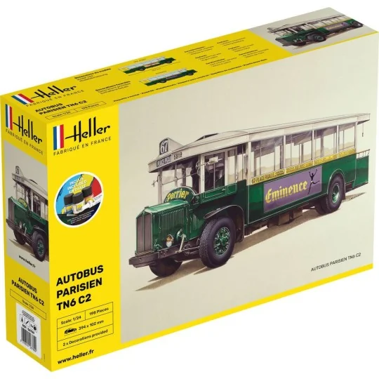 HEL-56789-Autobus Parisien TN6 C2 1/24 Heller + colle et peintures - HEL-56789