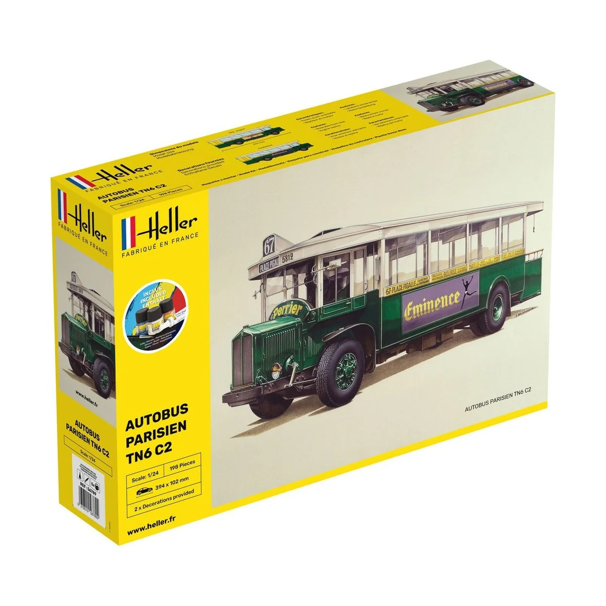 Bus Parisien TN6 C2 1/24 Heller + glue and paints Heller 56789 - 1 Bus Parisien TN6 C2 1/24 Heller + glue and paints Heller 56789 - 1