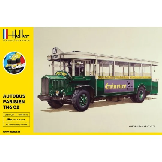 HEL-56789-Autobus Parisien TN6 C2 1/24 Heller + colle et peintures