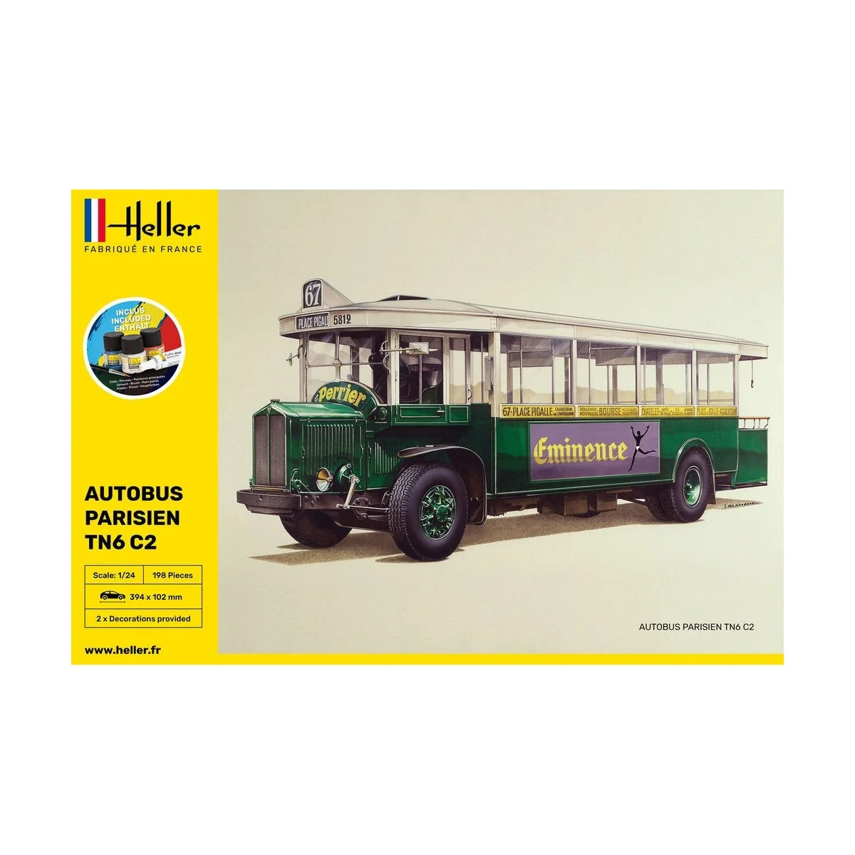Bus Parisien TN6 C2 1/24 Heller + glue and paints Heller 56789 - 2